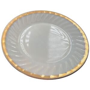 Mid Century Fire King Milk Glass Gold Trimmed Plate Oven Safe USA